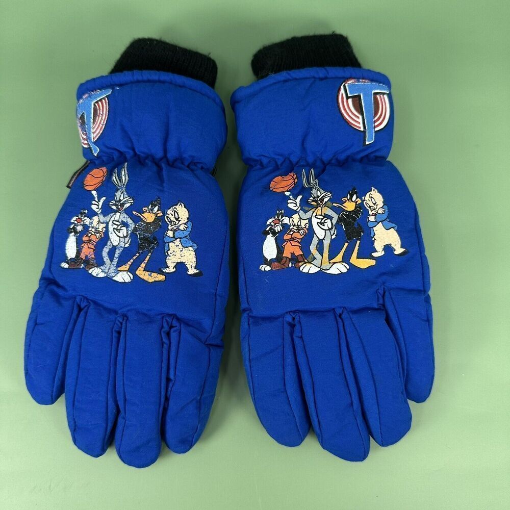 Vintage 1996 Space Jam Winter Gloves Youth M/L Warner Brothers Tune Squad‎ 90’s